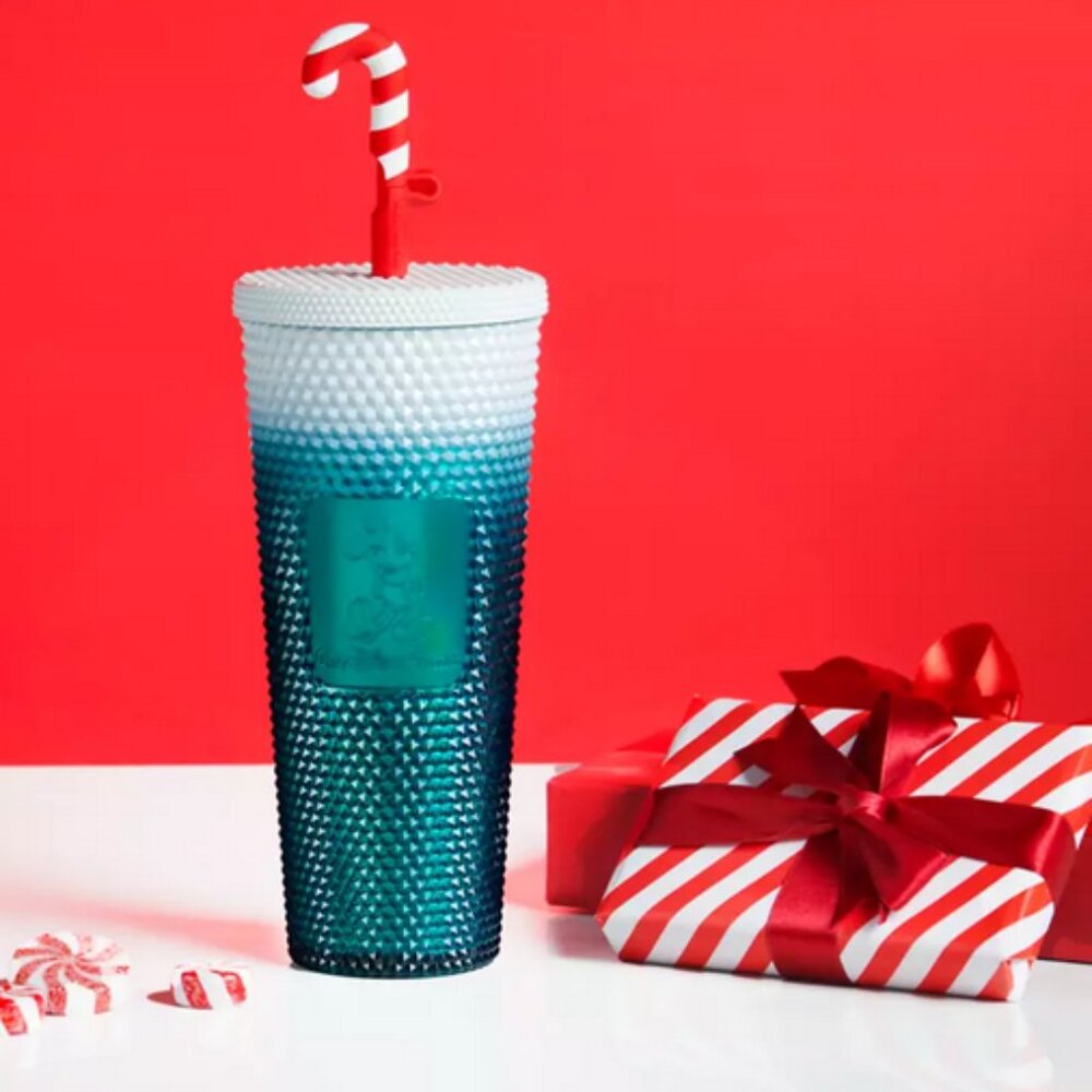 New Starbucks Walt Disney World Mickey Mouse Holiday Tumbler w Straw Limited Ed